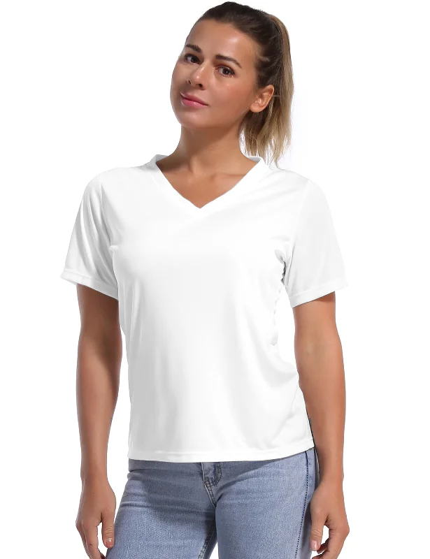 Embrace Comfort With Yoga Wear On Sale V-Neck Short Sleeve Athletic Shirts white