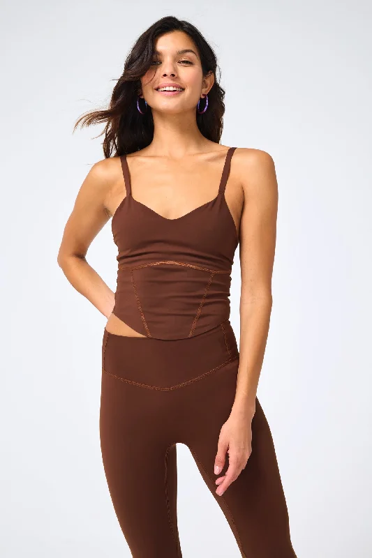 The Perfect Blend Of Comfort And Savings Action Corset Crop Tank in Cafe