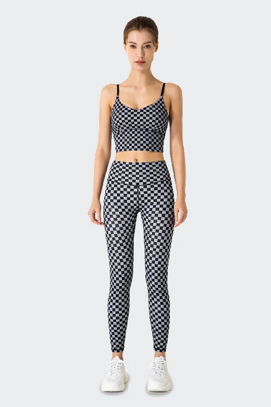 Breathe Easy In Comfortable Yoga Outfits GRID GIRL Cami Bra & Workout Legging Sets