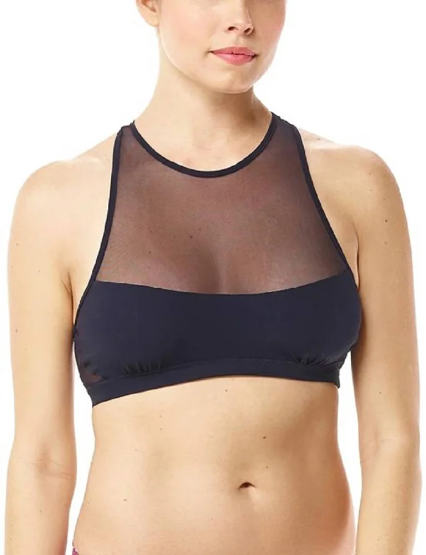 Stretch In Style With Budget-Friendly Yoga Wear Chick Mesh Racerback Bra In Black