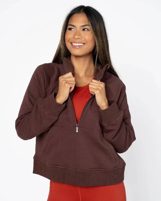 Flow In Comfort With Stylish Discounts Classic Half Zip Up Hoodie - Fossil