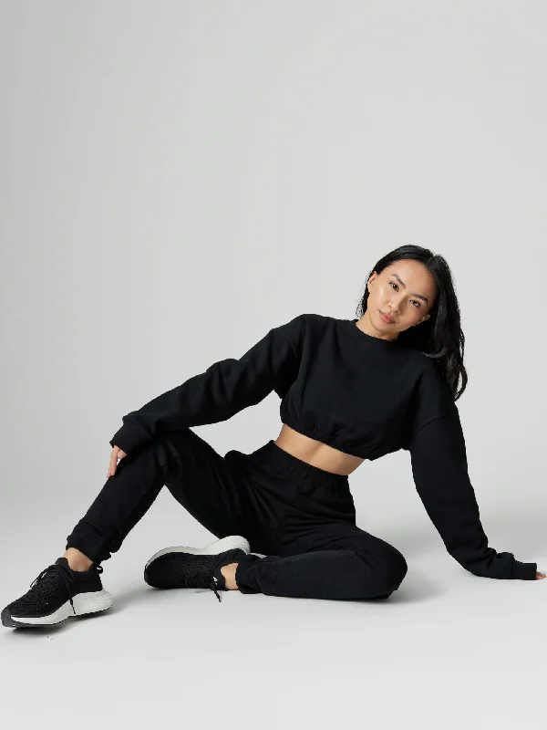 Namaste And Save On Yoga Apparel Cloud Long Sleeve Crop - Onyx Black