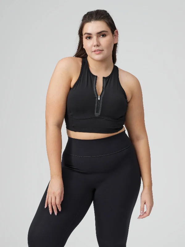 Courtside Zip Crop - Onyx Black