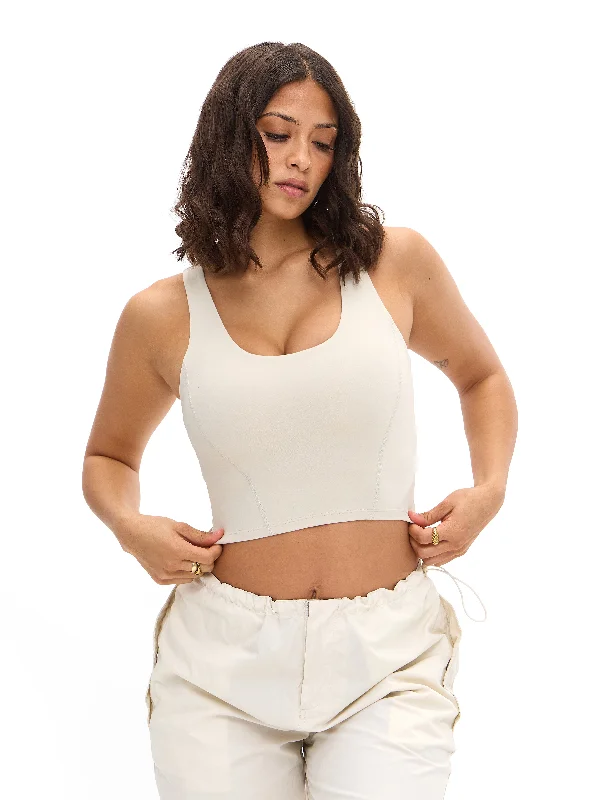 Premium Yoga Wear At Special Discounts Crystal Crop V2 - Bone