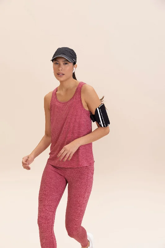 Affordable Activewear Designed For Movement Cut Out Melange Tank Top