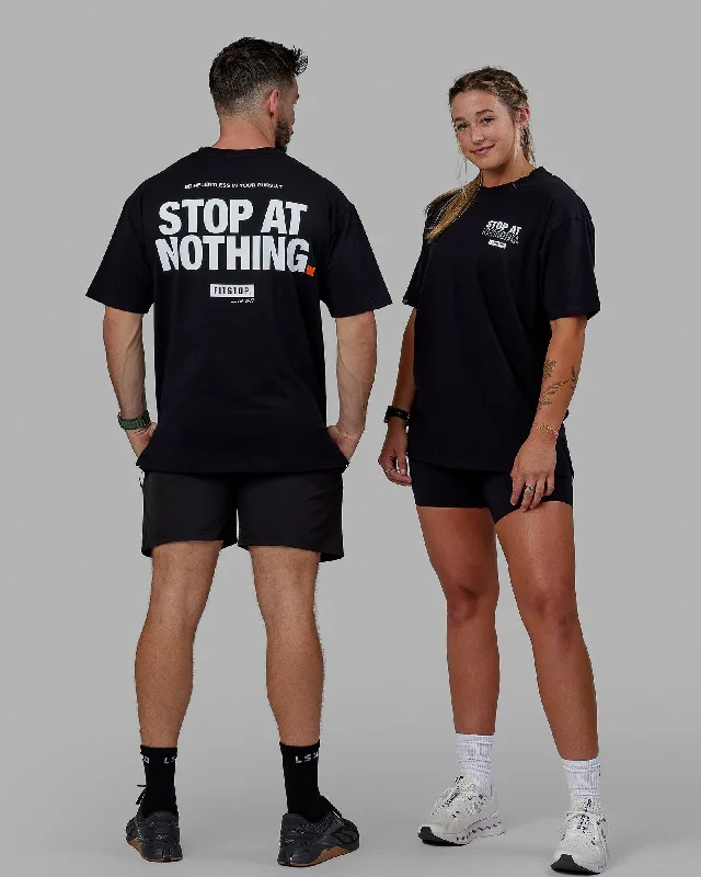 Move Freely With Premium Yoga Clothes At Great Prices Unisex Fitstop Stop at Nothing Tee Oversize - Black-White Move Freely With Premium Yoga Clothes At Great Prices Unisex Fitstop Stop at Nothing Tee Oversize - Black-White
