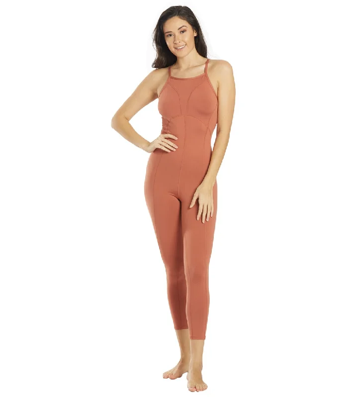 Don't Miss Out On Premium Yoga Wear Deals Free People Ashford Side to Side Performance Jumpsuit  Rusted Coral