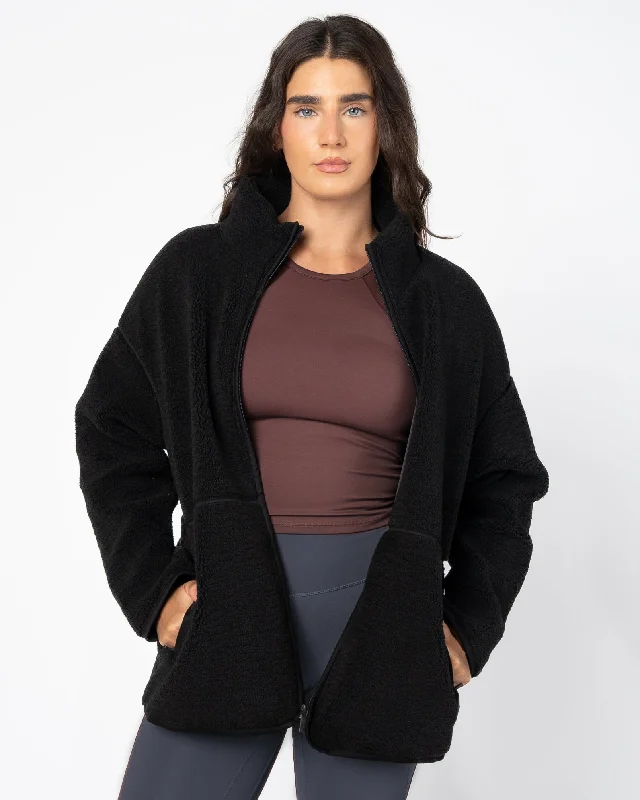 Elevate Your Style And Practice For Less Sherpa Chalet Jacket - Black