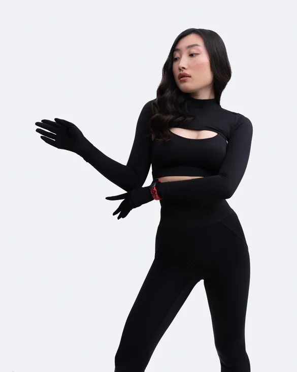 Affordable Activewear Designed For Movement Glove Sleeve Crop Top