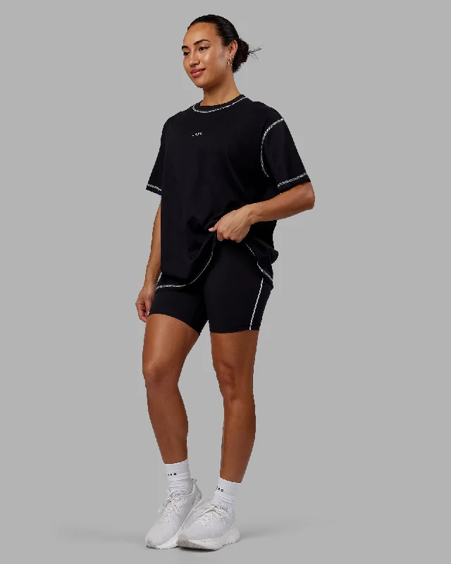 Breathe Easy In Comfortable Yoga Outfits Go-To Contrast Oversized Tee - Black-White
