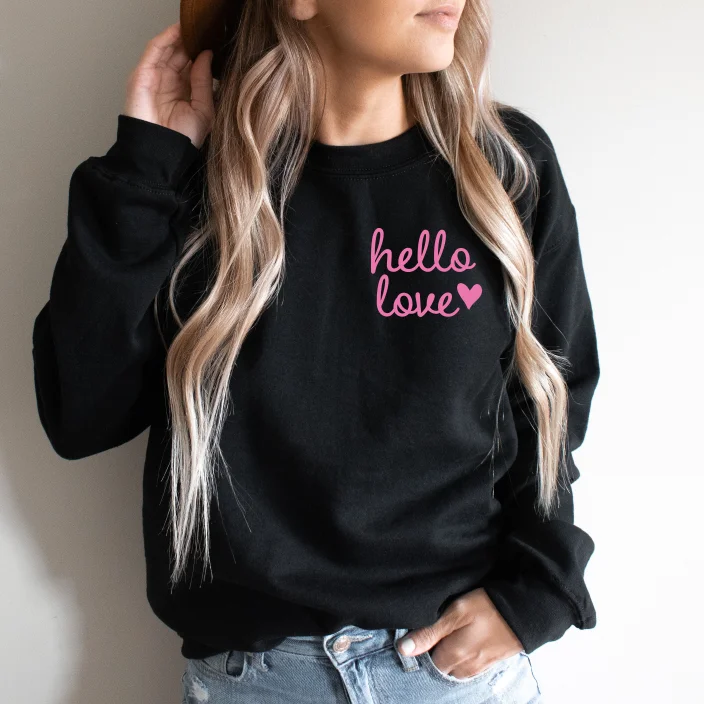 Sweat In Style With Yoga Clothing Discounts Hello Love • Black Pullover