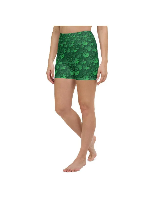 Shop High-Quality Yoga Apparel At Exclusive Discounts Irish 3D Shamrock Yoga Shorts