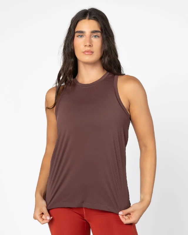 Flex Your Budget With Premium Yoga Clothing Deals Laser Cut Tank - Fossil