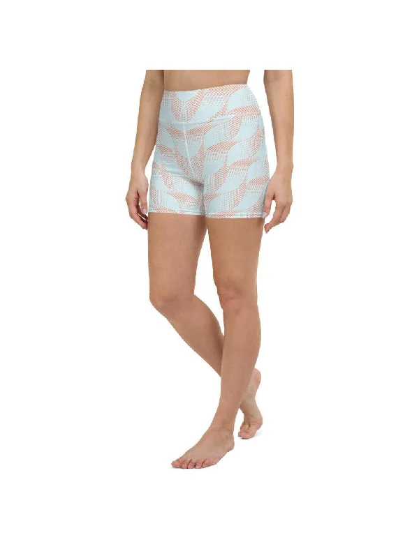 The Best Styles At The Best Prices Light Blue & Apricot Wave Yoga Shorts