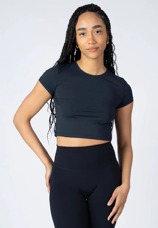 Namaste And Save On Yoga Apparel LiteSpeed Short Sleeve Crop Black