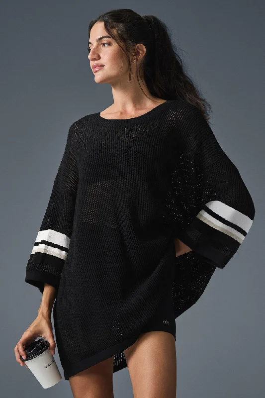 Breathe, Stretch, And Save On Yoga Apparel Open Knit Playoff Jersey - Black/Bone