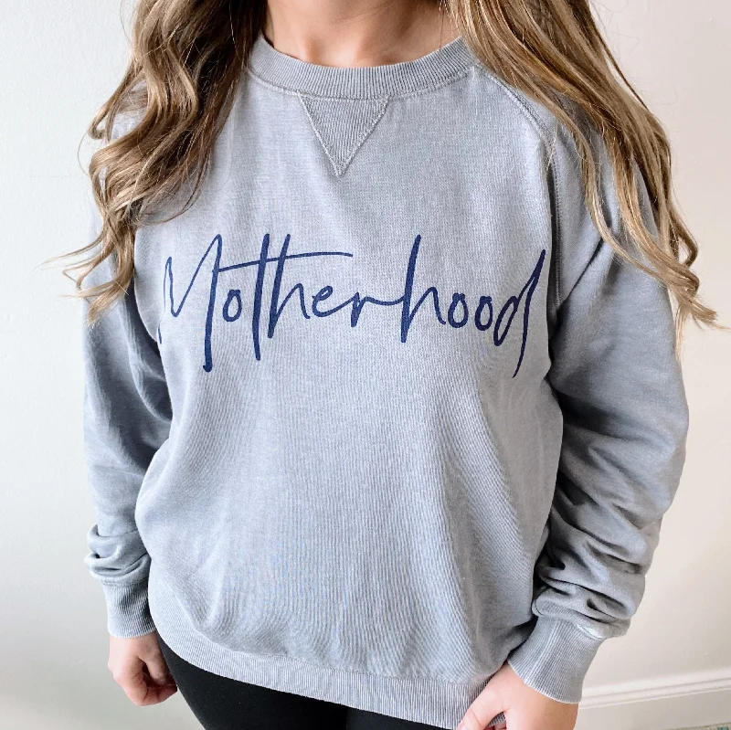 Breathe Easy In Comfortable Yoga Outfits Motherhood Script • Gray Vintage Fleece