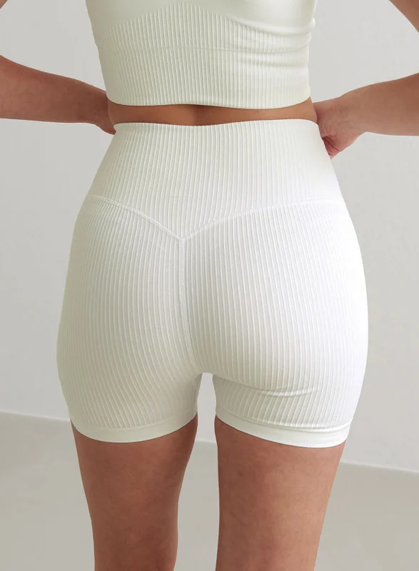 Affordable Activewear Designed For Movement Off-White Ribbed Midi Biker Shorts