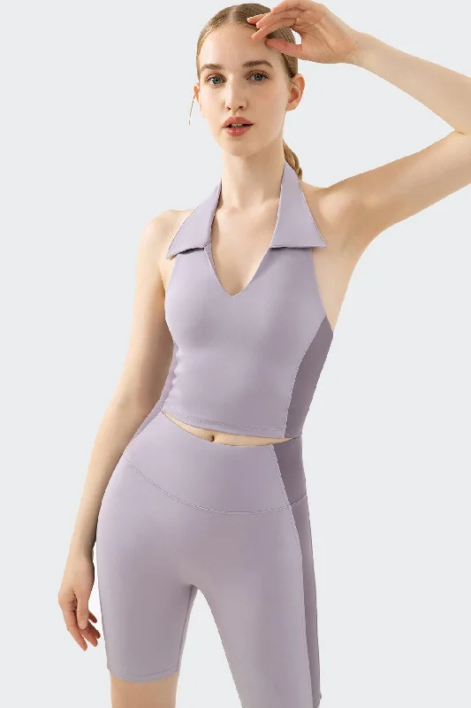 Breathable, Moisture-Wicking, And Budget-Friendly Halter Neck Open Back Tank with Gym Shorts Breathable, Moisture-Wicking, And Budget-Friendly Halter Neck Open Back Tank with Gym Shorts
