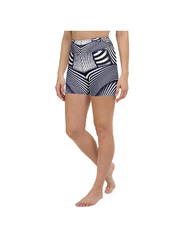 Limited-Time Sale On Stylish Yoga Apparel Optical Illusion Stripes Yoga Shorts