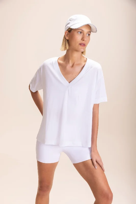 Move Freely With Premium Yoga Clothes At Great Prices Pima Cotton V-neck Half-Knit T-Shirt