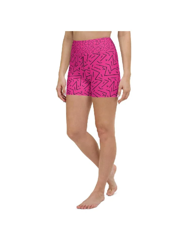 Breathable, Moisture-Wicking, And Budget-Friendly Pink Black Line Yoga Shorts