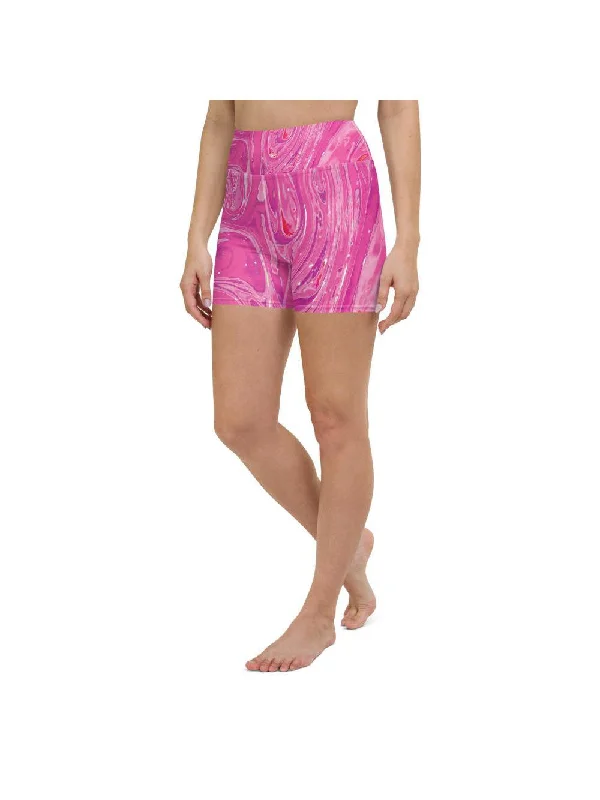 The Best Styles At The Best Prices Pink Swirl Yoga Shorts