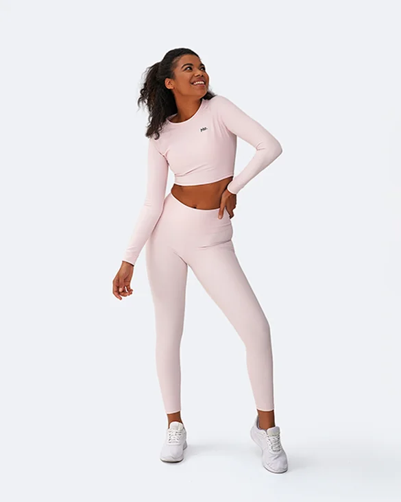 Stretch, Move, And Save On Yoga Clothing Pink Vanilla Cropped Long Sleeve