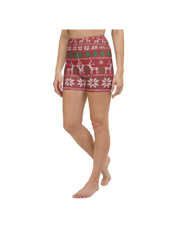 Don't Miss Out On Premium Yoga Wear Deals Red Ugly Christmas Yoga Shorts