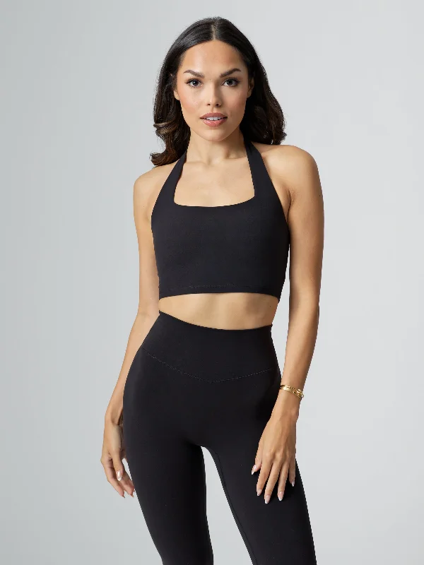 Lightweight, Breathable Yoga Wear At Special Prices Revolution Halter Crop - Onyx Black Lightweight, Breathable Yoga Wear At Special Prices Revolution Halter Crop - Onyx Black