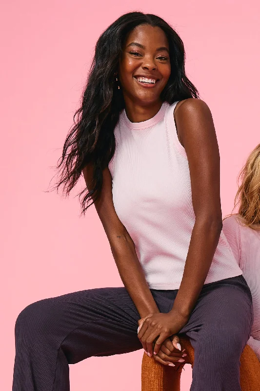 Trendy Yoga Outfits At Budget-Friendly Prices Rib Racer Tank in Rose