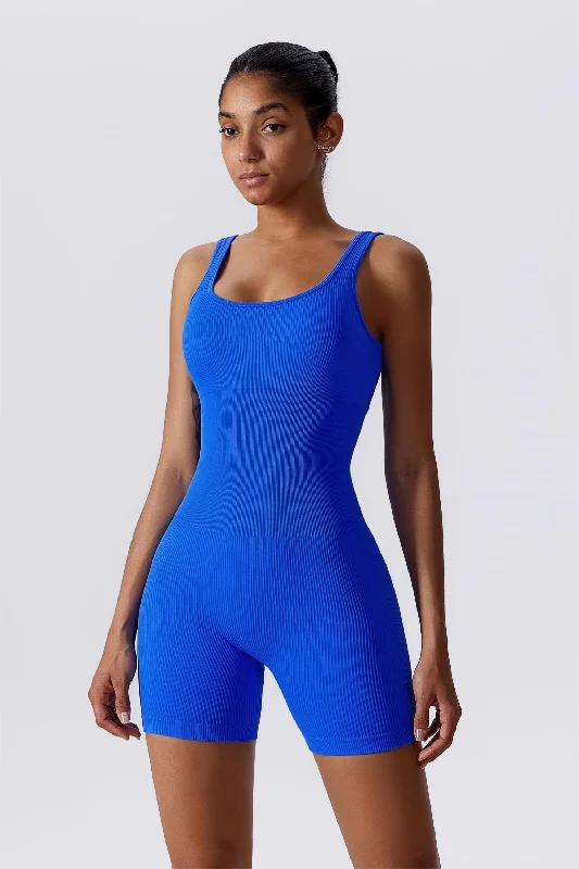 Fashionable Yoga Apparel Now On Sale Ribbed Sculpted Scoop Neck Open Back Shortsie