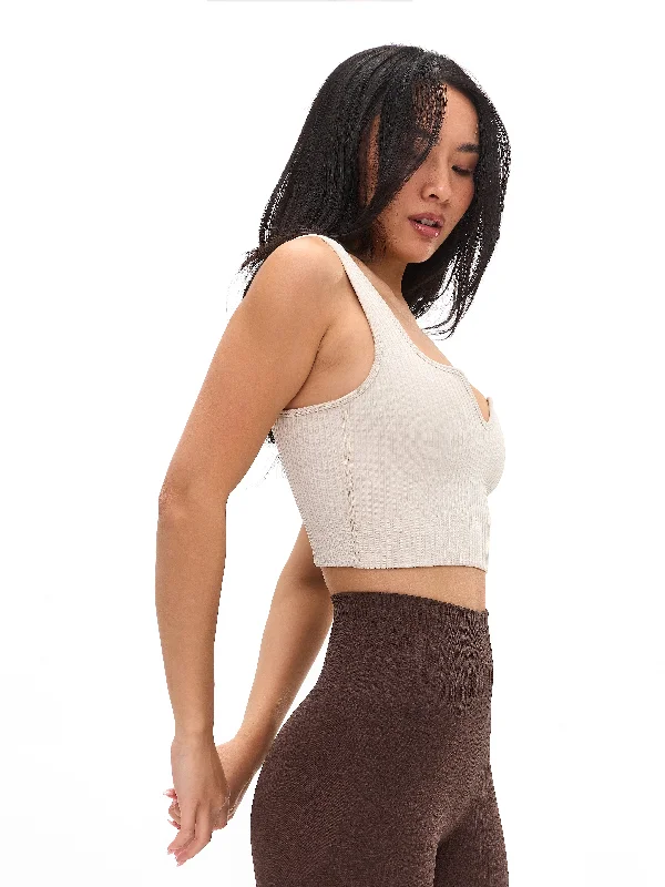 Look And Feel Your Best With Discounted Yoga Clothing Ribbed Seamless Crop - Bone