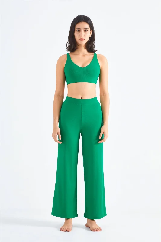 Affordable Yoga Fashion For Every Pose Ribbed Y-Back Sports Bra & Wide-Leg Yoga Pants Set Affordable Yoga Fashion For Every Pose Ribbed Y-Back Sports Bra & Wide-Leg Yoga Pants Set