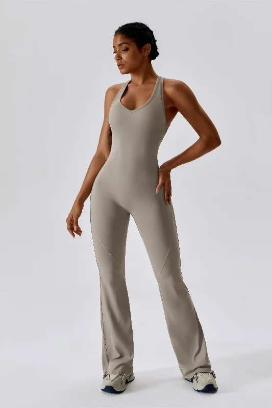 Your Yoga Essentials, Now At Lower Prices Scoop Neckline Flare Jumpsuit