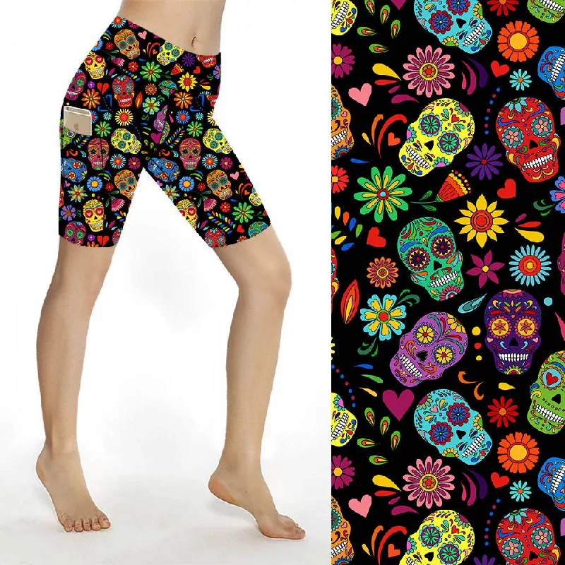Your Practice Deserves The Best—At Better Prices Sculpt Yoga Biker Shorts - Mexican Skulls