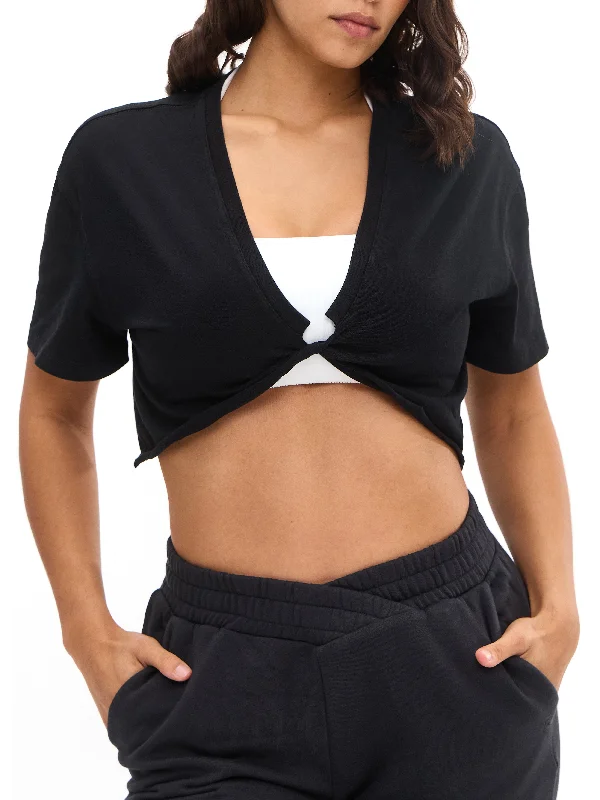 Flow In Comfort With Stylish Discounts Slouchy Twist Crop - Onyx Black