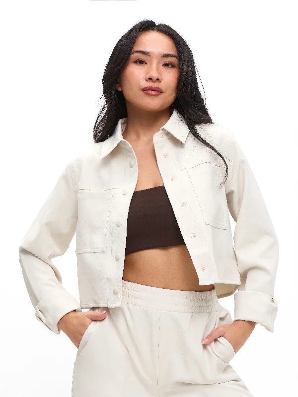 Comfortable, Stylish, And Now More Affordable Snap Crop Jacket - Bone