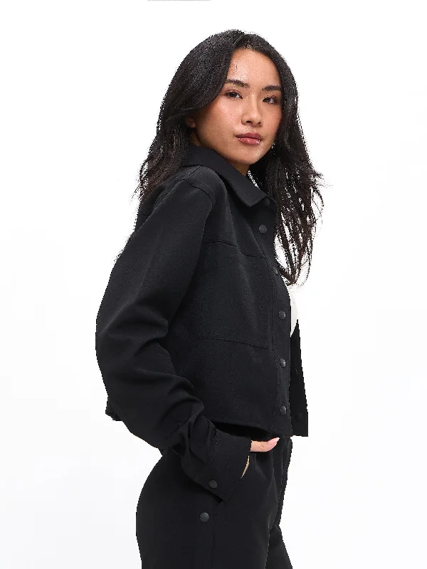 Unbeatable Deals On Breathable Yoga Apparel Snap Crop Jacket - Onyx Black