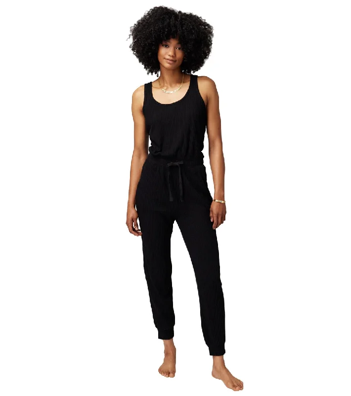 Spiritual Gangster Harmony Rib Jogger Jumpsuit Black