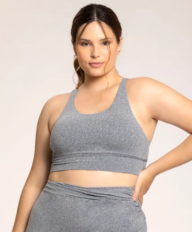 Find Your Perfect Fit With Discounted Yoga Outfits Strappy Back Sports Bra Gray