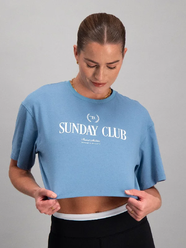 Shop High-Quality Yoga Apparel At Exclusive Discounts Sunday Baby Tee - Blue