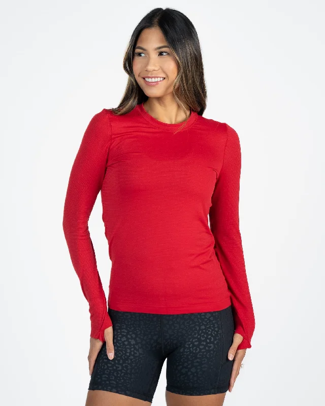 From Warm-Ups To Cooldowns, Shop And Save Tempo Long Sleeve - Cherry