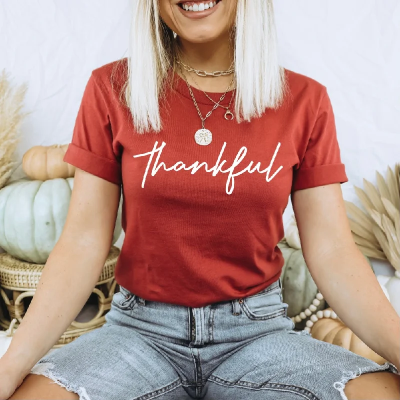 Limited-Time Sale On Stylish Yoga Apparel thankful • Rust Tee