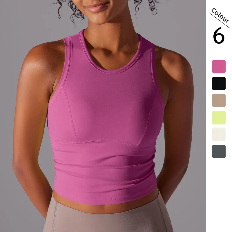Sweat In Style With Yoga Clothing Discounts Tight crew neck sports vest yoga wear long top Sweat In Style With Yoga Clothing Discounts Tight crew neck sports vest yoga wear long top