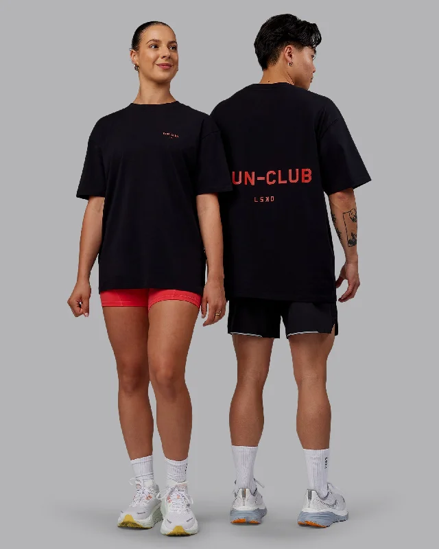 Yoga Wear That Moves With You At Lower Prices Unisex RUN CLUB FLXCotton Tee Oversize - Black-Cayenne Yoga Wear That Moves With You At Lower Prices Unisex RUN CLUB FLXCotton Tee Oversize - Black-Cayenne