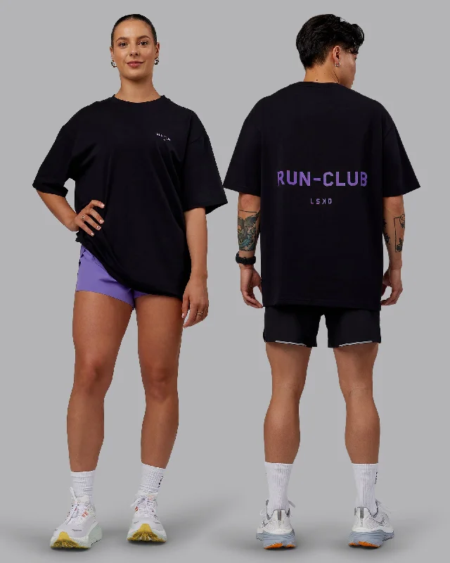 Look And Feel Your Best With Discounted Yoga Clothing Unisex RUN CLUB FLXCotton Tee Oversize - Black-Purple Swirl Look And Feel Your Best With Discounted Yoga Clothing Unisex RUN CLUB FLXCotton Tee Oversize - Black-Purple Swirl