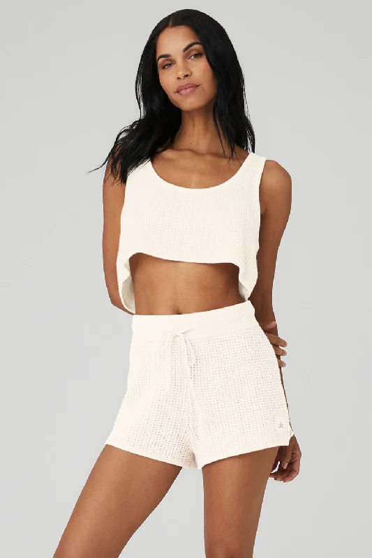 Enhance Your Flow With Stylish Yoga Wear At Great Prices Cashmere Plush Waffle Cropped Tank - Ivory Enhance Your Flow With Stylish Yoga Wear At Great Prices Cashmere Plush Waffle Cropped Tank - Ivory