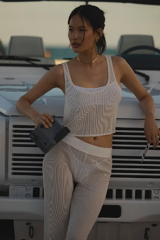 The Perfect Blend Of Comfort And Savings Striped Mesh Tropical Nights Tank - Ivory