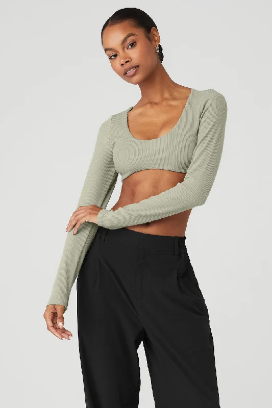 Your Yoga Essentials, Now At Lower Prices Ribbed Defined Long Sleeve Bra - Limestone Your Yoga Essentials, Now At Lower Prices Ribbed Defined Long Sleeve Bra - Limestone